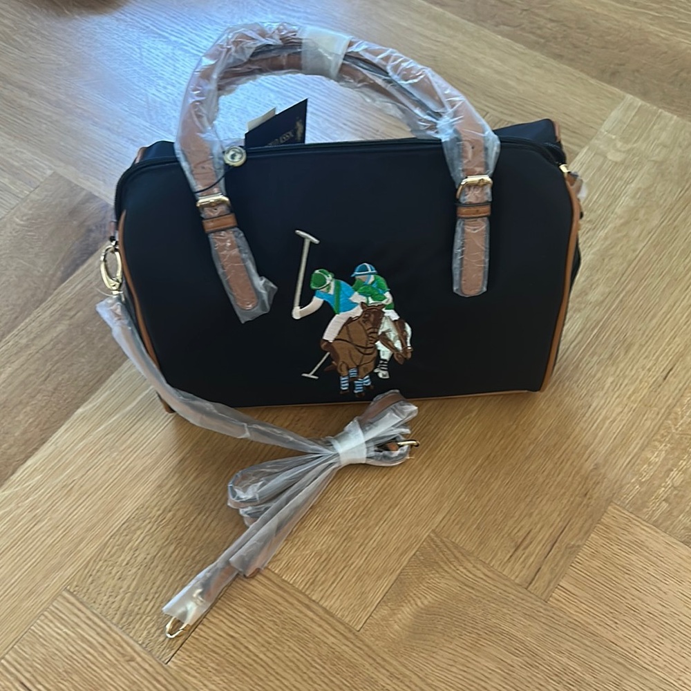Black and Brown Polo Embroidered Women's Bag